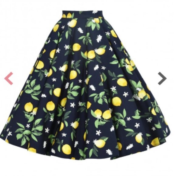 1950s Summer Lemon Navy Circle Skirt - Picture 2 of 5